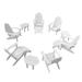 Highwood 12pc Classic Westport Adirondack Set with 3 Classic Westport Side Tables and 3 Adirondack Ottomans