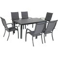 Hanover Naples 7-Piece Outdoor Dining Set with Aluminum 63 x 35 Patio Table Seats 6
