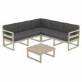 Mykonos Corner Sectional Lounge Set White with Acrylic Fabric Charcoal Cushions