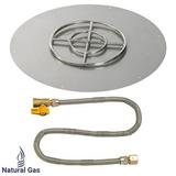 American Fireglass Round Stainless Steel Flat Pan with Match Light Natural Gas Fire Pit Kit (Set of 2)