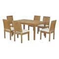 Modern Contemporary Urban Design Outdoor Patio Balcony Garden Furniture Side Dining Chair and Table Set Wood White Natural