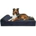 FurHaven Pet Products | Orthopedic Goliath Quilted Faux Fur & Velvet Chaise Lounge Pet Bed for Dogs & Cats - Dark Blue 2XL