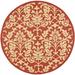 SAFAVIEH Courtyard Yvette Floral Indoor/Outdoor Area Rug 5 3 x 5 3 Round Red/Natural