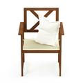 Furinno Tioman Hardwood Outdoor X Back Arm Chair in Teak Oil with Cushion