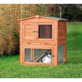 TRIXIE Weatherproof Outdoor 2-Story Wooden Small Animal Hutch with Run & Pull-Out Tray Brown