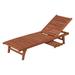 Leisure Season Wood Chaise Lounge With Pull-Out Tray in Medium Brown