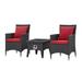 Contemporary Modern Urban Designer Outdoor Patio Balcony Garden Furniture Lounge Coffee Fire Pit Table and Chair Set Fabric Rattan Wicker Red