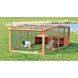 TRIXIE Weatherproof Outdoor X-Large Wooden Small Animal Cage and Run with Hinged Roof Brown