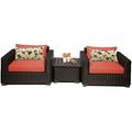 Bowery Hill 3 Piece Patio Wicker Conversation Set in Orange