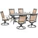 Hanover Fontana 7-Piece Outdoor Dining Set with Swivel Rockers and a 28 in. Cast-Top Table Seats 6