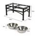 Dazone Elevated Dog & Cat Feeder - Double Bowl Raised Stand + Extra Two Stainless Steel Bowls Washable - Perfect for Water Food or Treats (S:1 pint & 5.90ï¼‚H)