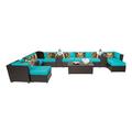 Bowery Hill 14 Piece Outdoor Wicker Sofa Set in Aruba