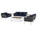 Modern Contemporary Urban Design Outdoor Patio Balcony Garden Furniture Lounge Chair Sofa and Table Set Fabric Aluminium White Navy