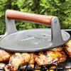 Outset 8-Inch Diameter Round Cast Iron Grill Press With Rosewood Handle