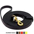 Viper - Biothane K9 Working Dog Leash Waterproof Lead for Tracking Training Schutzhund Odor-Proof Long Line with Solid Brass Snap for Puppy Medium and Large Dogs(Black: W: 3/8 | L: 15 ft)