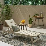 Noble House Mahalo Outdoor Acacia Wood Chaise 2-Pc Lounge