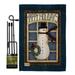 Breeze Decor BD-WT-GS-114164-IP-BO-D-US18-SB 13 x 18.5 in. Happy Holidays Snowman Winter Wonderland Impressions Decorative Vertical Double Sided Garden Flag Set with Banner Pole