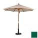 California Umbrella 9 ft. Wood Market Umbrella Pulley Open Marenti Wood-Sunbrella-Forest Green