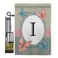 Breeze Decor BD-BG-GS-130139-IP-BO-D-US14-BD 13 x 18.5 in. Butterflies I Initial Garden Friends Bugs & Frogs Impressions Decorative Vertical Double Sided Flag Set with Banner Pole