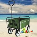 uhomerpo Toy Wagons for Kids To Pull Folding Wagons Carts Utility Wagon with Drink Holder Garden Wagon for Shopping Outdoor Beach Camping 150 Pound Capacity Green