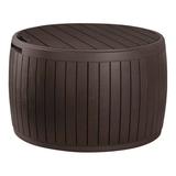Keter Circa Patio Deck Storage Box and Table for Outdoor Furniture Brown