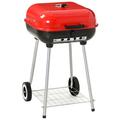 Outsunny 19 Steel Porcelain Portable Outdoor Charcoal Barbecue Grill with Wheels