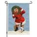 Christmas Holiday Santa Claus with Dog Cat Wreath Garden Yard Flag