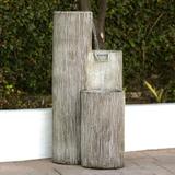 Alpine Corporation Polyresin Outdoor Tiering Column Fountain with LED Lights