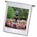 3dRose A garden scene with a fountain - Garden Flag 12 by 18-inch