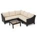 Vincent Outdoor Wicker 5 Seater Sectional Sofa Set with Cushions Multibrown and Beige