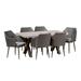 GDF Studio Cadlao Outdoor Wicker and Lightweight Concrete 7 Piece Dining Set with Cushion Light Gray Gray and Mixed Black
