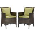 Modway Conduit Outdoor Patio Wicker Rattan Dining Armchair Set of 2 in Brown Peridot