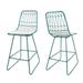 Emory Indoor Wire Counter Stools with Cushions (Set of 2) Teal and Ivory