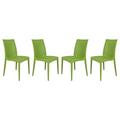 LeisureMod Weave Mace Indoor/Outdoor Dining Chair - Set of 4-Color:Lime Green Style:Armless