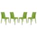 LeisureMod Weave Mace Indoor/Outdoor Dining Chair - Set of 4-Color:Lime Green Style:Armless