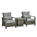 Outsunny 3 Piece Patio Furniture PE Wicker Storage Table & Chairs Gray