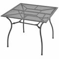 Anself Square Dining Table Powder-Coated Steel Frame Outdoor Patio Garden Black Table Mesh Design Indoor and Outdoor Furniture 35.4 x 35.4 x 28.3 Inches (L x W x H)