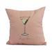 Simply Daisy 18 x 18 Martini Glass Happy Hour Geometric Print Outdoor Pillow Coral