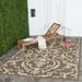 SAFAVIEH Courtyard Dara Damask Indoor/Outdoor Area Rug 4 x 5 7 Chocolate/Natural