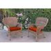 W00212-C-2-FS018 Windsor Honey Resin Wicker Chair with Brick Red Cushion - Set of 2