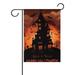 POPCreation Halloween Haunted House Full Moon Garden Flag 28x40 inches Trick or Treat Decorative House Flag for Party Home Outdoor Decor