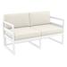 Mykonos Patio Loveseat White with Sunbrella Canvas Natural Cushion