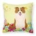 Carolines Treasures BB6119PW1818 Easter Eggs Border Collie Red White Fabric Decorative Pillow 18H x18W multicolor