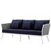 Contemporary Modern Urban Designer Outdoor Patio Balcony Garden Furniture Lounge Sofa Fabric Aluminum Navy Blue White