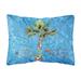 Carolines Treasures 8708PW1216 Welcome Palm Tree on Blue Canvas Fabric Decorative Pillow 12H x16W multicolor