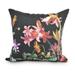 Simply Daisy 20 x 20 Color Me Floral Black Floral Print Decorative Outdoor Throw Pillow