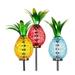 Exhart Environmental Systems 241422 Four Seasons Courtyard Metal & Glass Solar Pineapple Garden Stake Assorted Colors