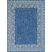 Unique Loom Floral Border Indoor/Outdoor Border Rug Blue/Ivory 8 x 11 4 Rectangle Floral Contemporary Perfect For Patio Deck Garage Entryway