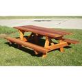 Best Redwood Square Corner Picnic Table With Attached Bench Super Deck 30.5x54x60