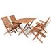 vidaXL 5 Piece Folding Outdoor Dining Set Solid Teak Wood